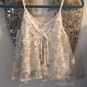 Pol Knit Summer Top with Floral Overlay